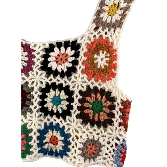 Multi-color Knitted Stitching Sleeveless Tank Top S - Picture 3 of 5